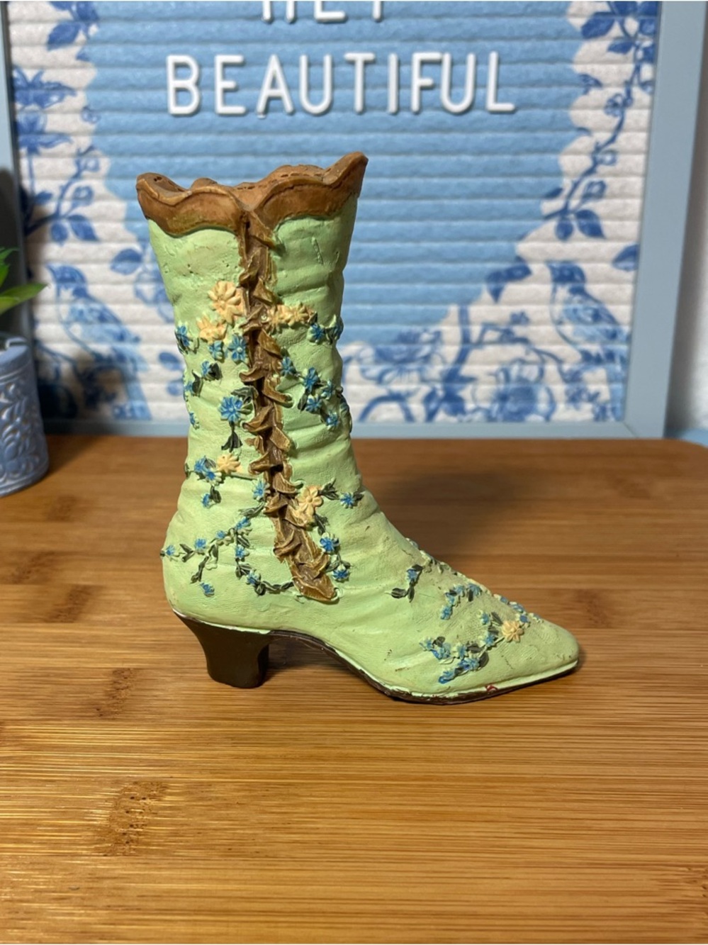 Vintage Resin Victorian-Style Boot Figurine